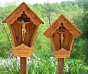Large and small Alpine Wayside Shrine side by side, Flurkreuz or Wegkreuz
