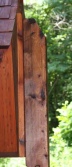 plain cut and stained western red cedar post for Alpine Wayside Shrine