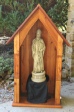 Custom carved western red cedar Wayside Shrine made for large garden statue